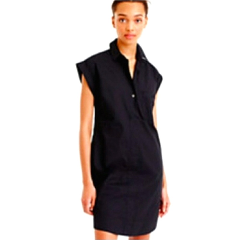 J.Crew black label cotton cap sleeve black shirt dress
